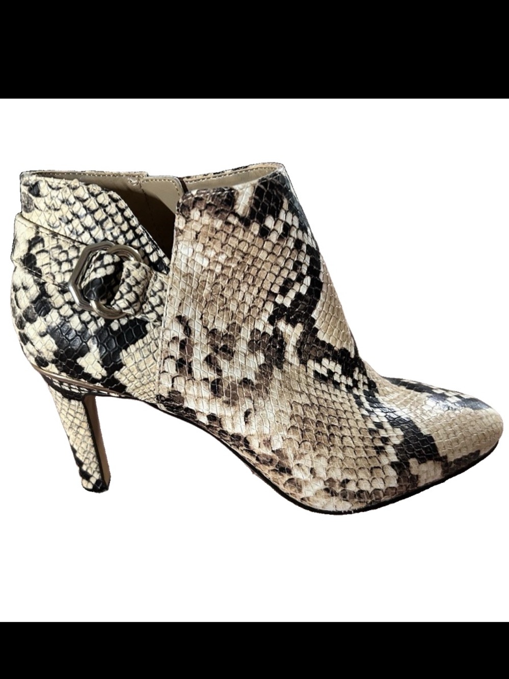 Vince Camuto Snakeskin Print Leather Heeled Ankle Booties Sz 8